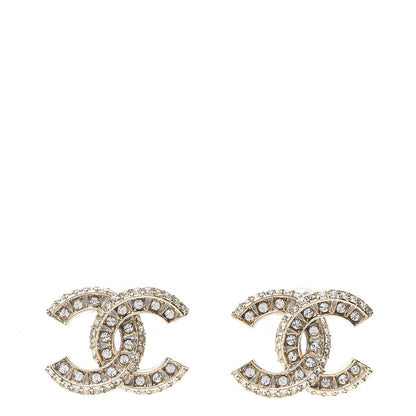 Chanel Crystal Timeless CC Earrings Light Gold 1 of 5