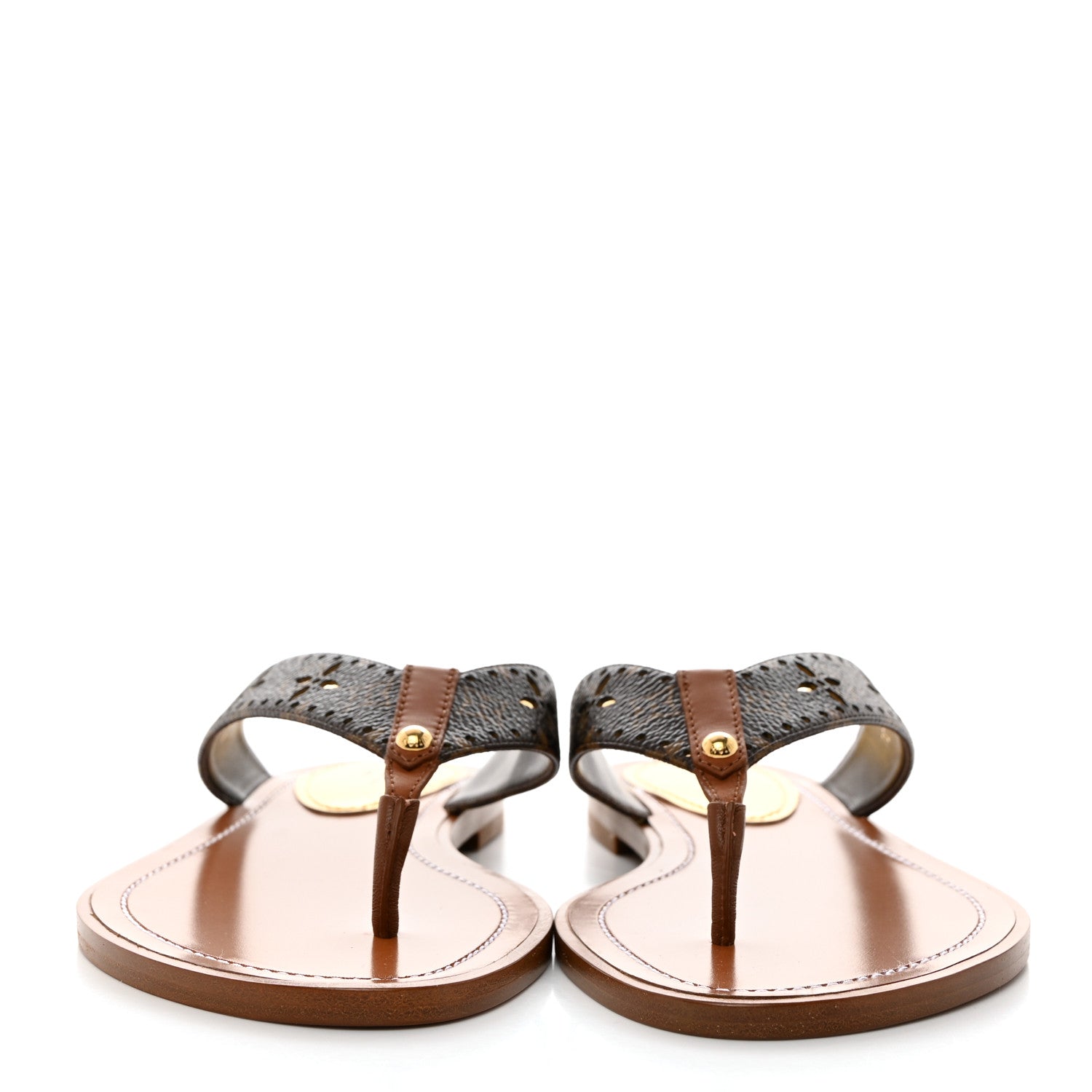 Louis Vuitton Monogram Sunny Flat Thong Sandals 37.5 Brown 2 of 9