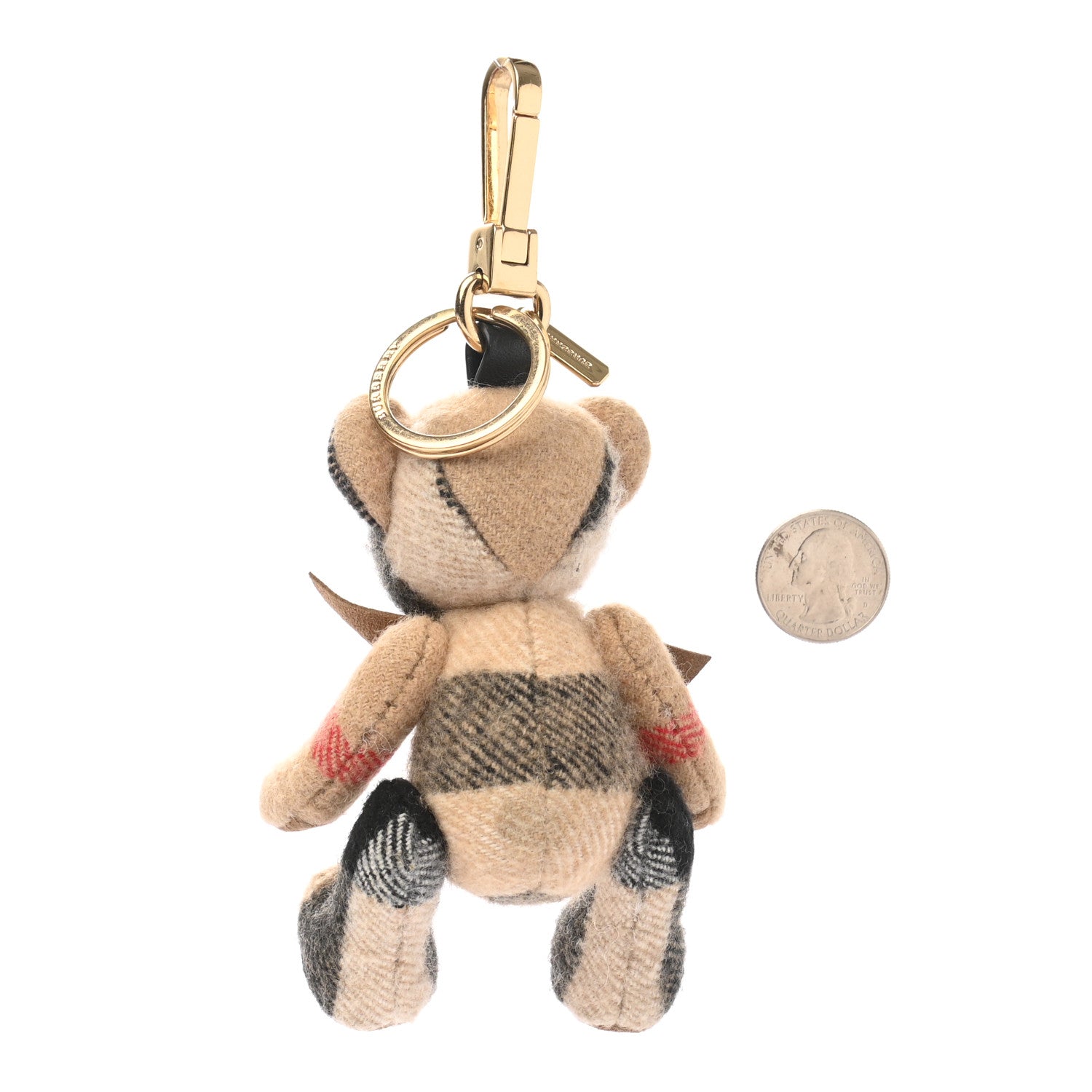 Burberry Cashmere Calfskin Thomas Bow Tie Teddy Bear Keychain Charm Archive Beige 2 of 3
