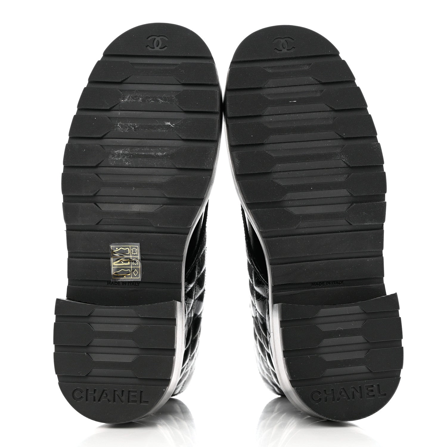 Chanel Shiny Calfskin Quilted Lace Up Combat Boots 36.5 Black 5 of 9