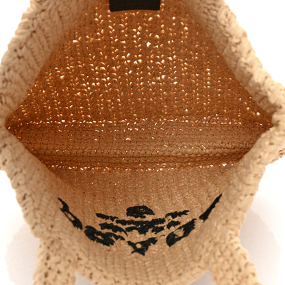 Prada Yarn Raffia Effect Crochet Embroidered Small Logo Tote Naturale 4 of 7