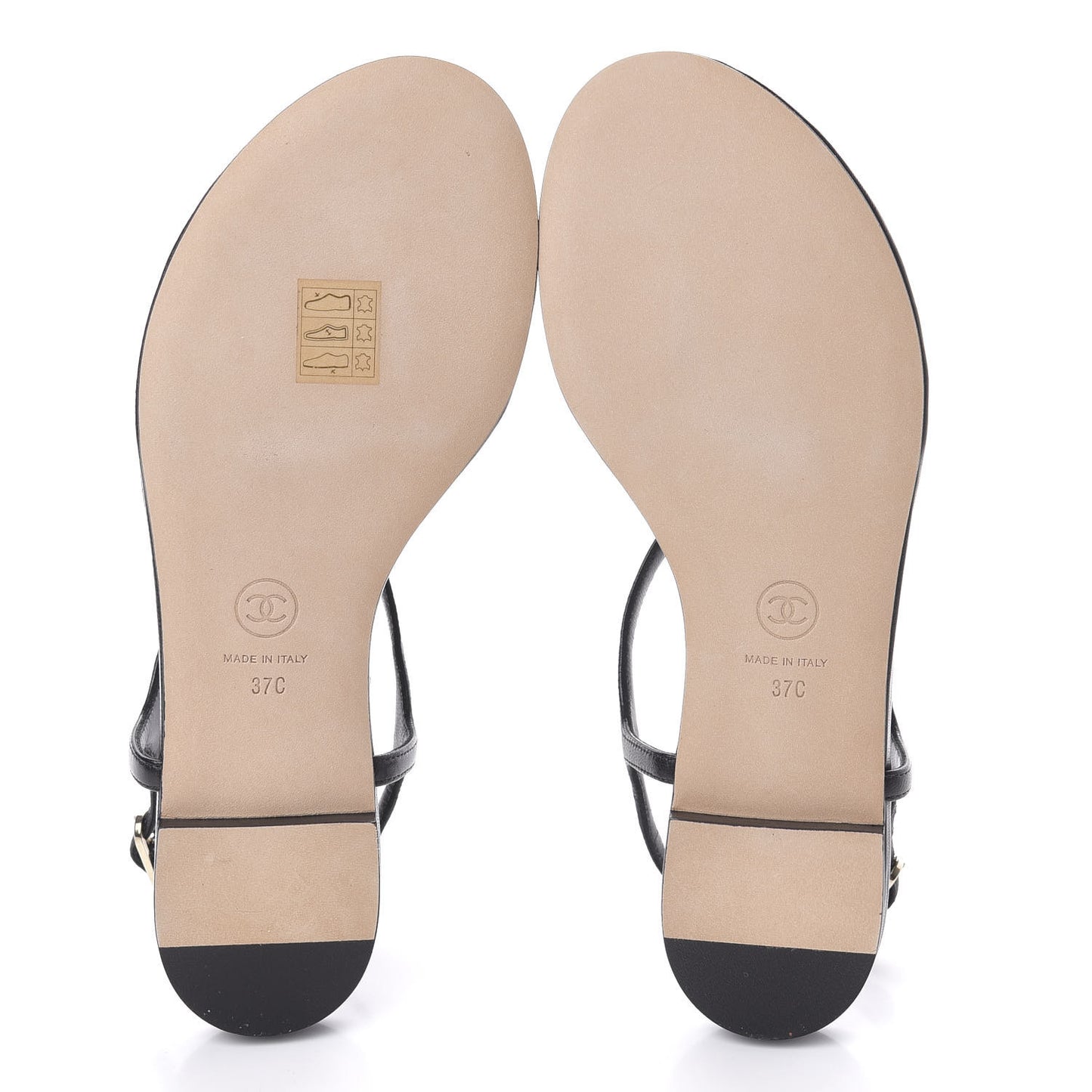 Lambskin Chain CC Logo Thong Sandals 37 Black