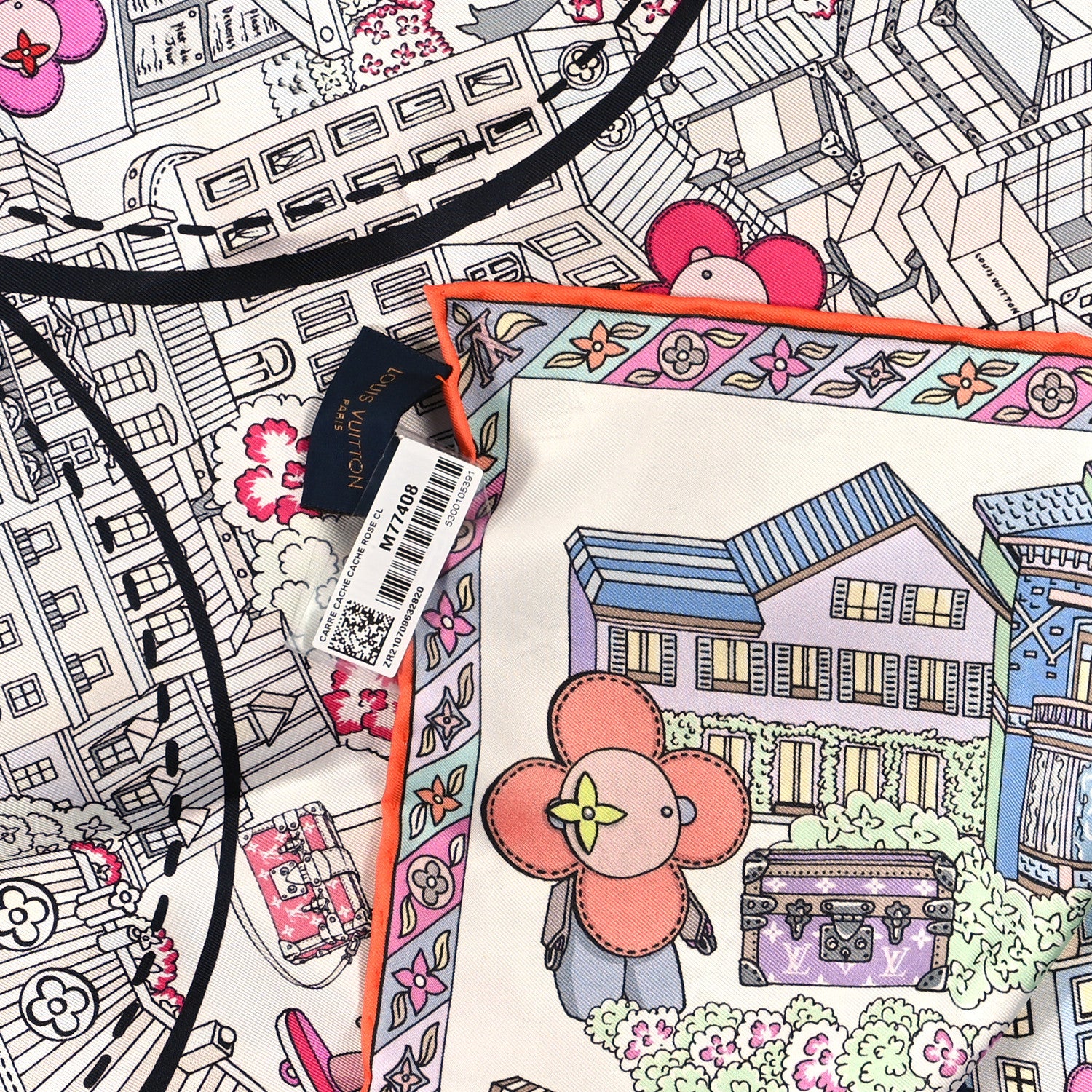 Louis Vuitton Silk Animation Paris 90 Scarf Rose Clair 3 of 3