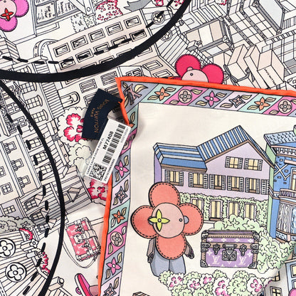 Louis Vuitton Silk Animation Paris 90 Scarf Rose Clair 3 of 3