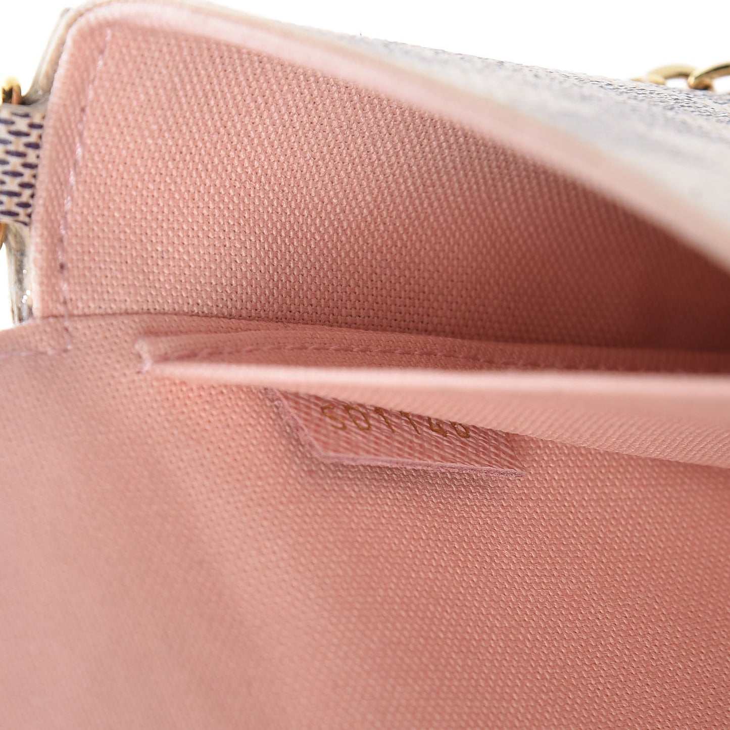 Damier Azur Pochette Felicie Chain Wallet Rose Ballerine