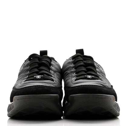 Chanel Nylon Suede Calfskin CC Sneakers 35.5 Black 2 of 9