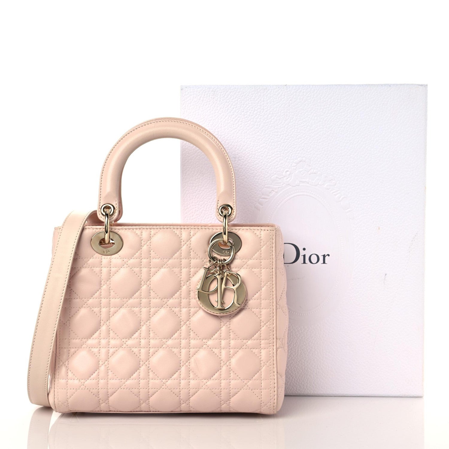 Christian Dior Lambskin Cannage Medium Lady Dior Light Pink 10 of 10