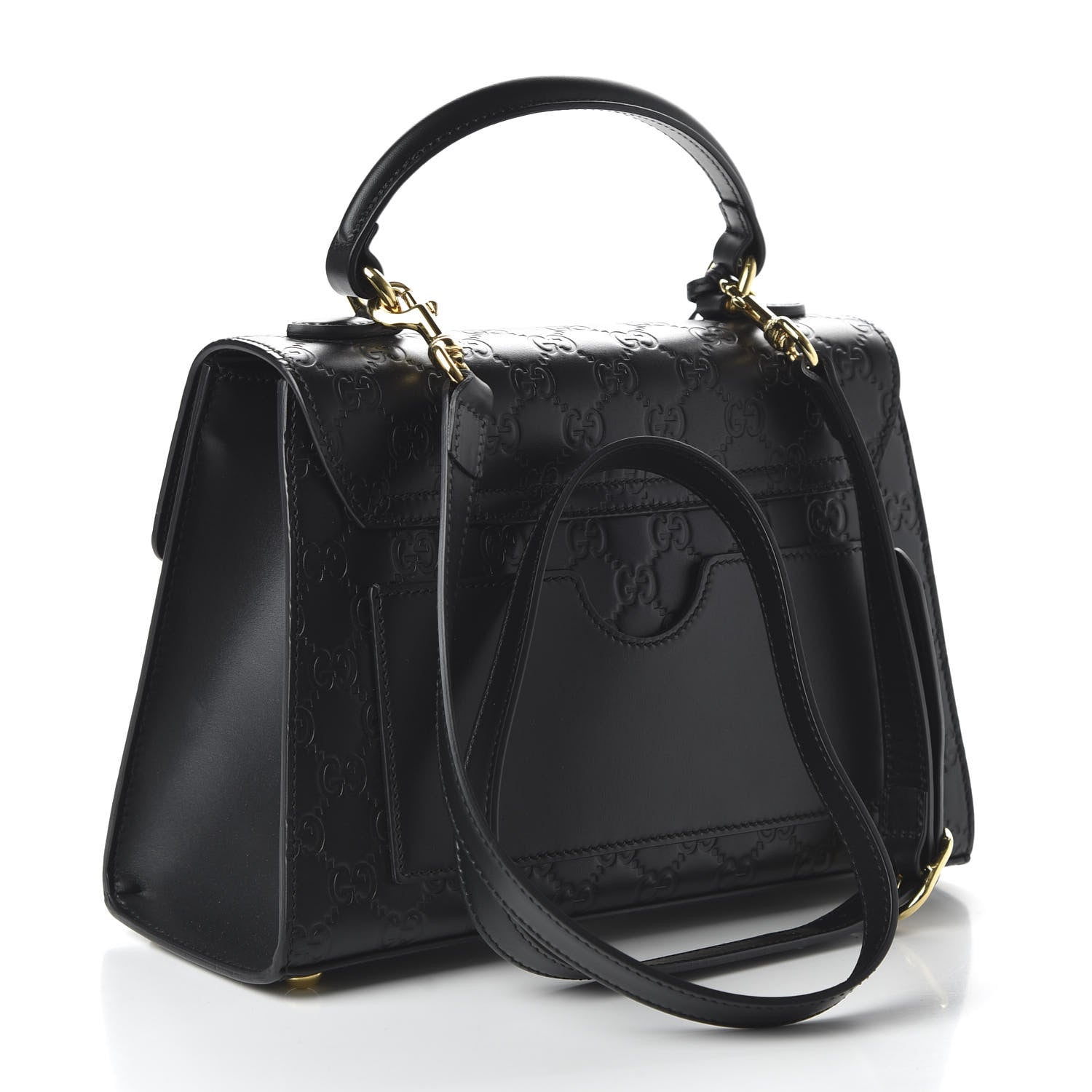 Gucci Guccissima Signature Small Padlock Top Handle Bag Black 4 of 11