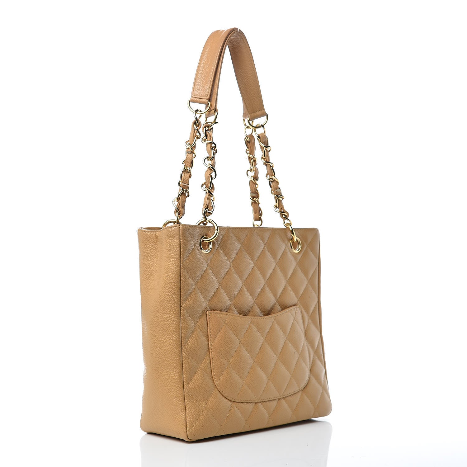 Chanel Caviar Quilted Petit Shopping Tote PST Dark Beige 3 of 14