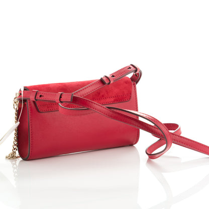 Chloe Suede Calfskin Mini Faye Shoulder Bag Tulip Red 3 of 8