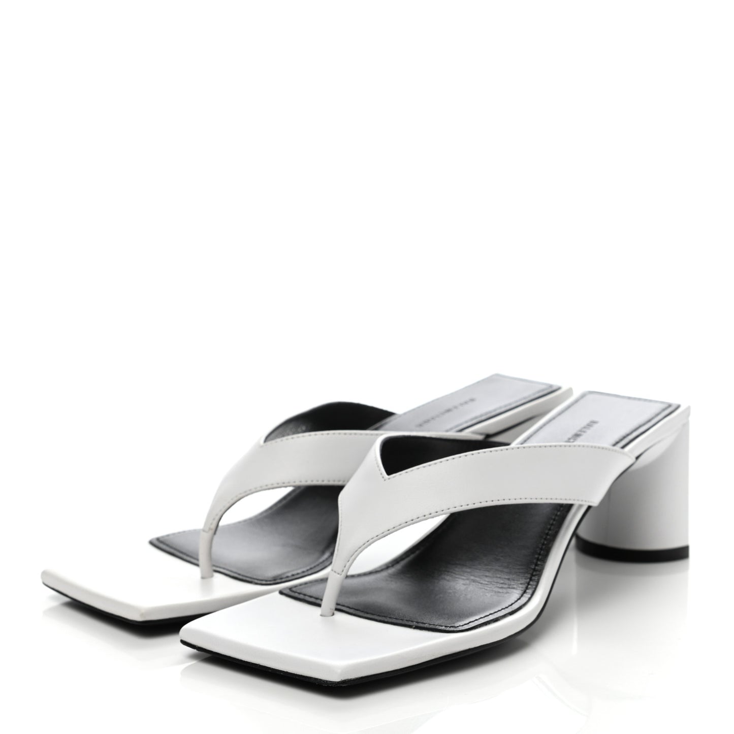 Calfskin Double Square Flat 60mm Sandals 35.5 White