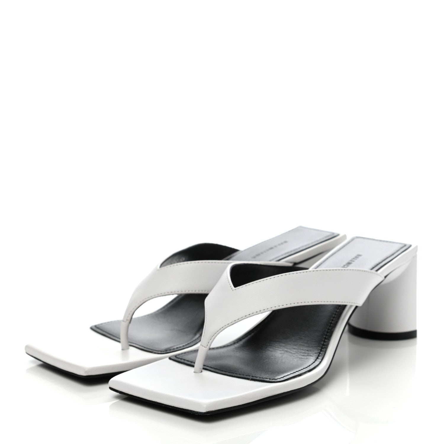 Balenciaga Calfskin Double Square Flat 60mm Sandals 35.5 White 3 of 8