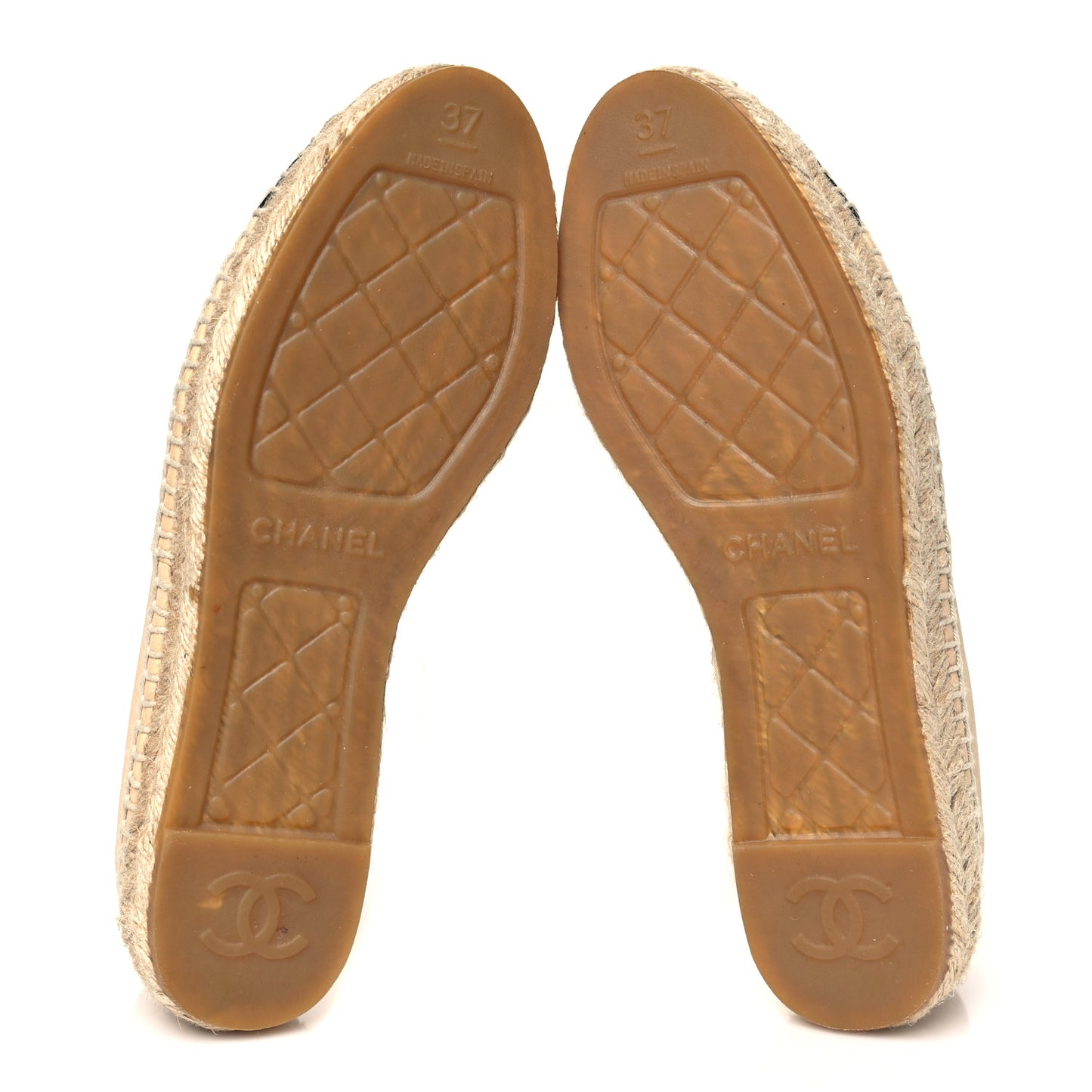Lambskin CC Espadrilles 37 Beige Black