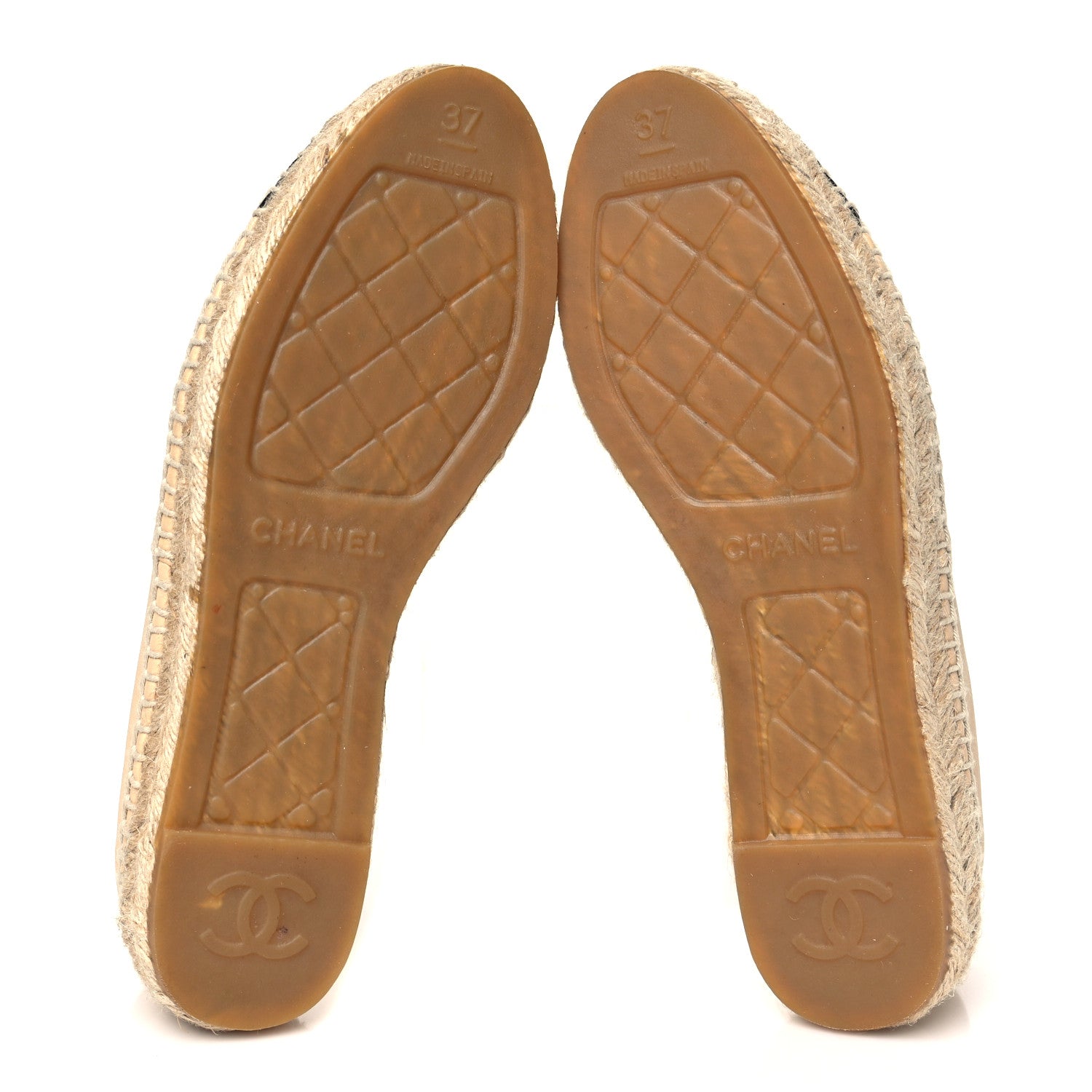 Chanel Lambskin CC Espadrilles 37 Beige Black 5 of 9