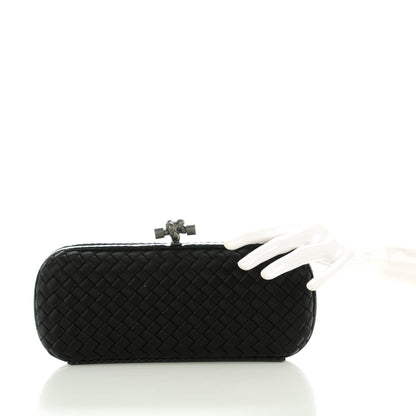 Bottega Veneta Satin Ayers Intreccio Impero Stretch Knot Clutch Black 2 of 6