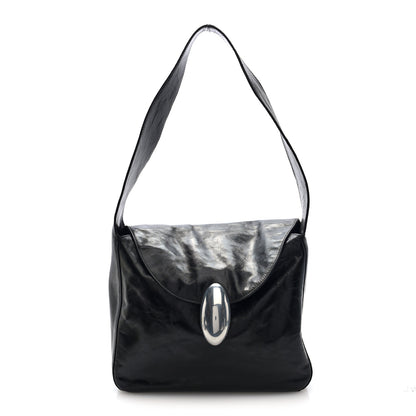 Alexander Wang Crackle Patent Calfskin Medium Dome Slouchy Hobo Black 1 of 9