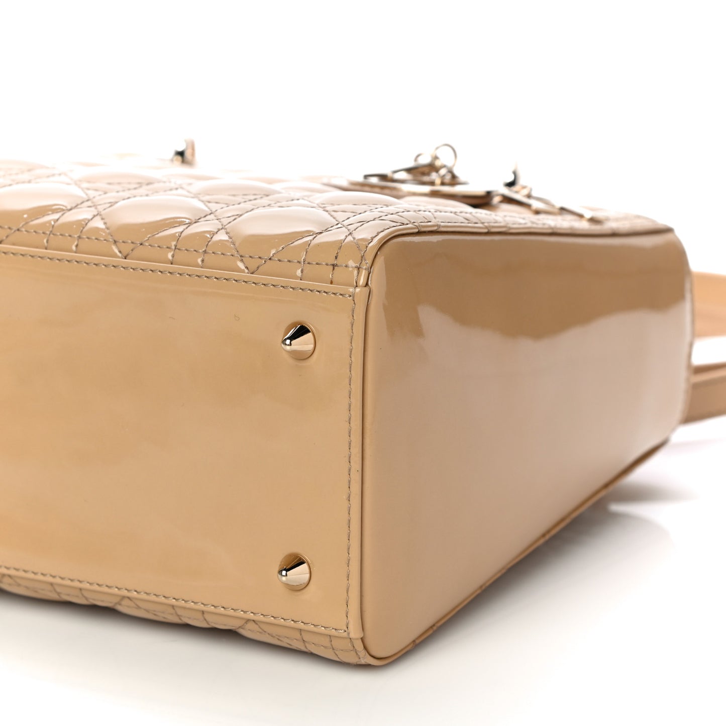 Patent Cannage Medium Lady Dior Beige