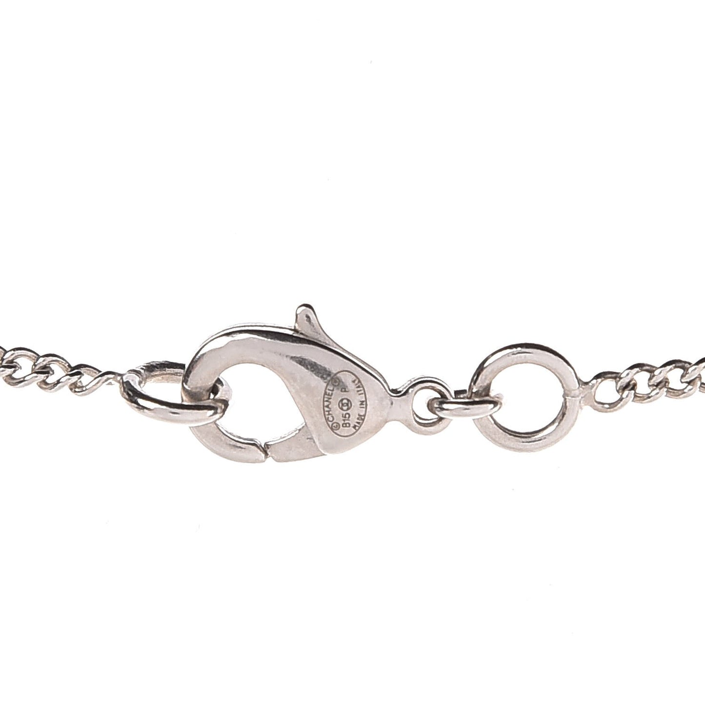 Pearl CC Pendant Necklace Silver