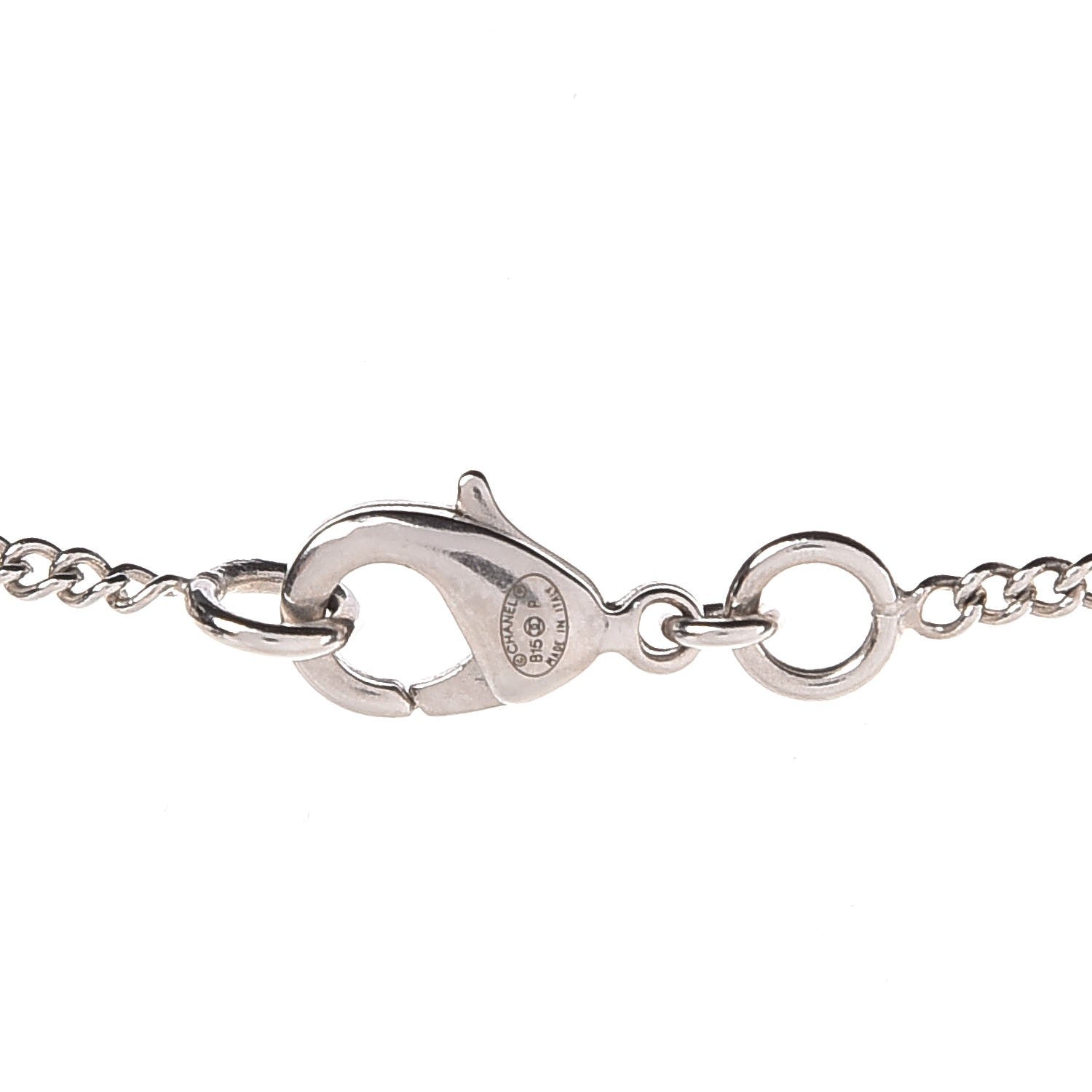 Chanel Pearl CC Pendant Necklace Silver 5 of 6