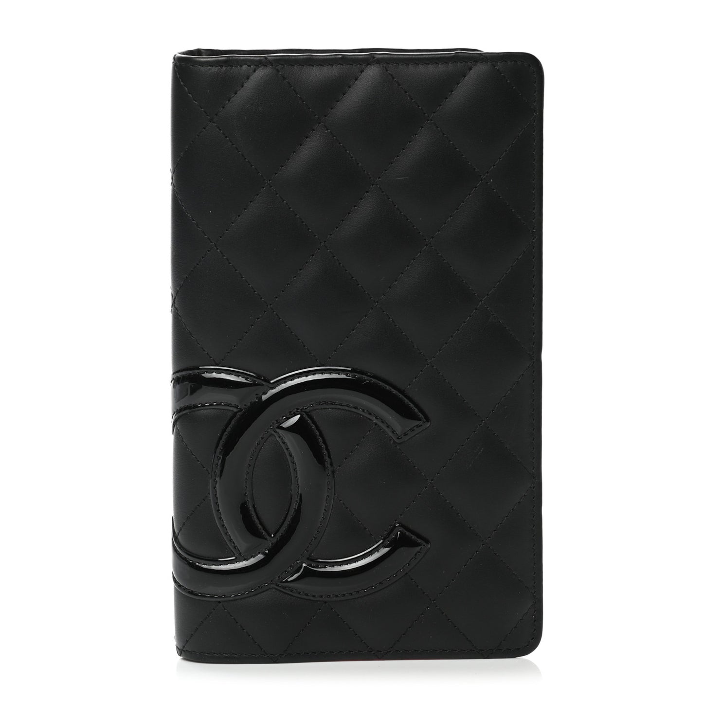 Calfskin Quilted Cambon Yen Wallet Black