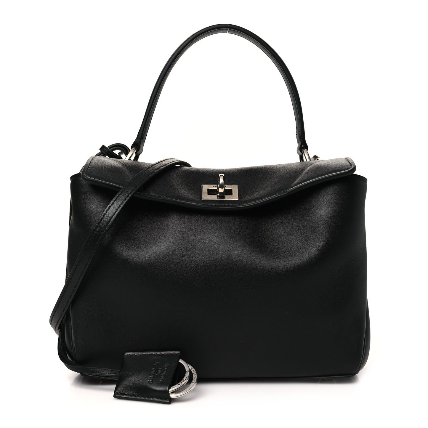 Natural Smooth Calfskin Mini Rodeo Top Handle Handbag Black