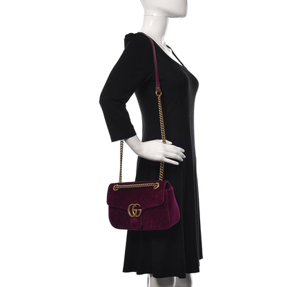 Gucci Velvet Matelasse Small GG Marmont Shoulder Bag Fuchsia Violet Cyclamen 2 of 10