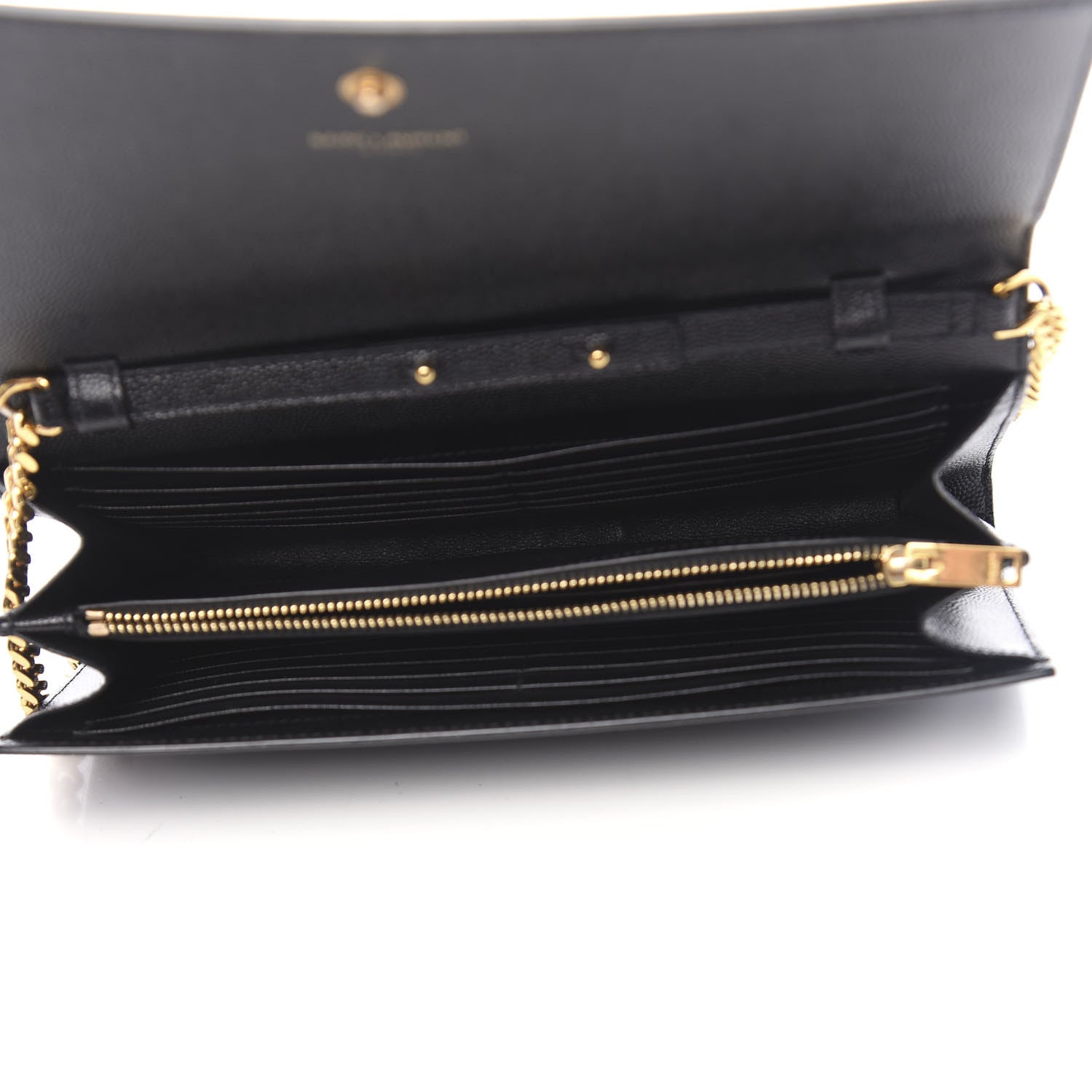 Saint Laurent Grain De Poudre Monogram Chain Wallet Black 5 of 10