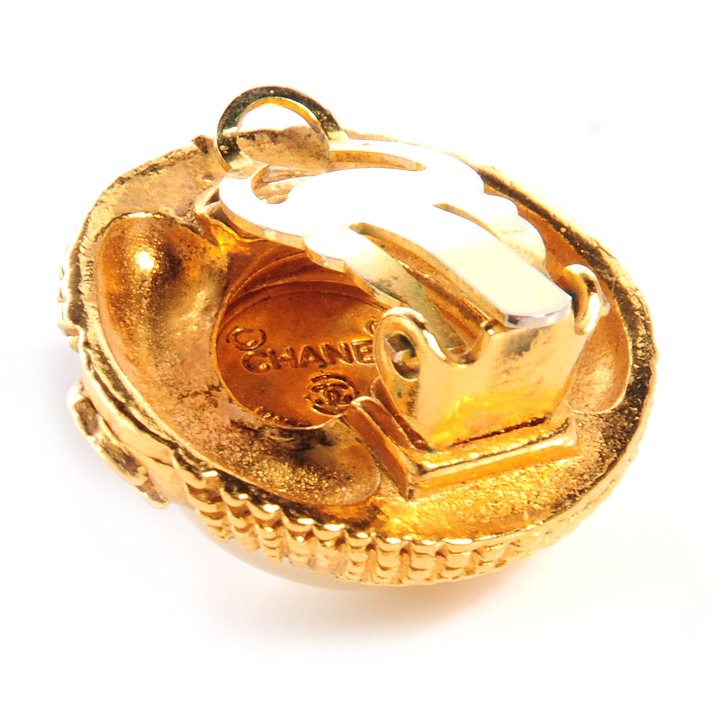 Pearl CC Clip On Earrings Gold