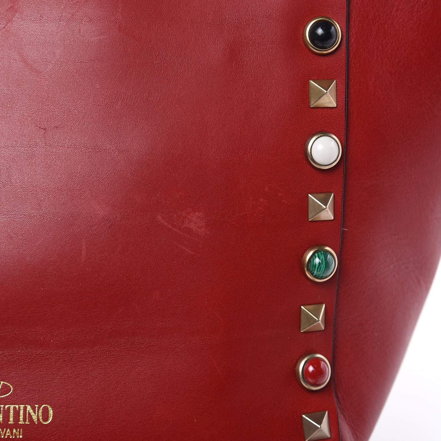 Valentino Garavani Vitello Mini Rockstud Rolling Tote Rosso Valentino 11 of 12