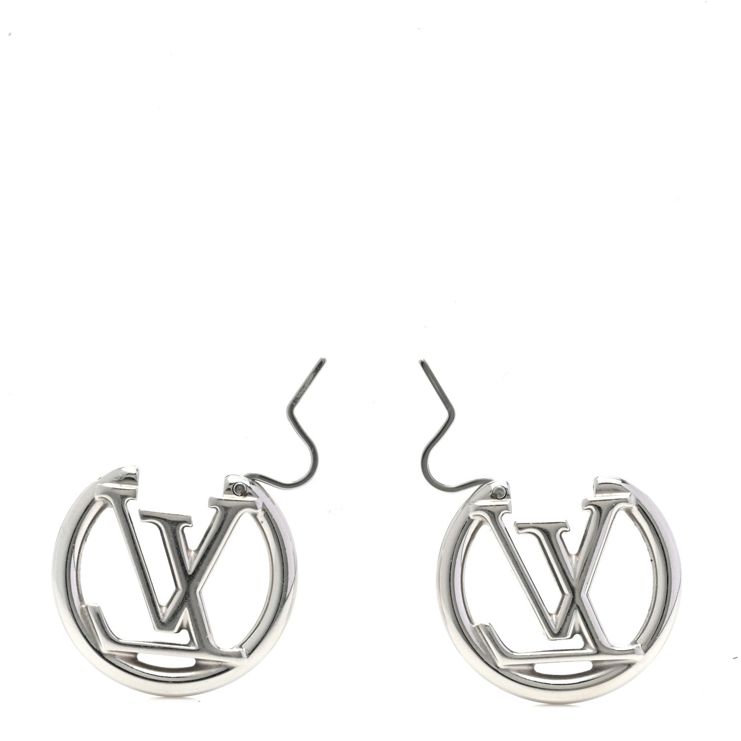 Louis Vuitton Palladium Small Louise Hoop Earrings Silver 3 of 5