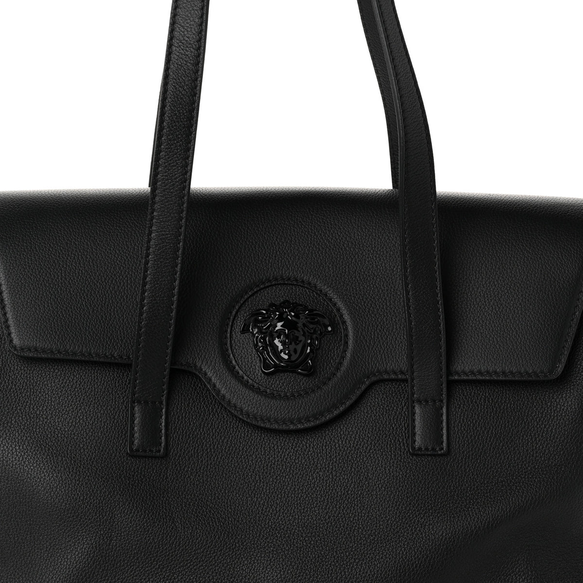 Versace Grained Calfskin La Medusa Tote Black 7 of 9