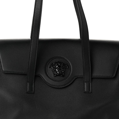 Versace Grained Calfskin La Medusa Tote Black 7 of 9