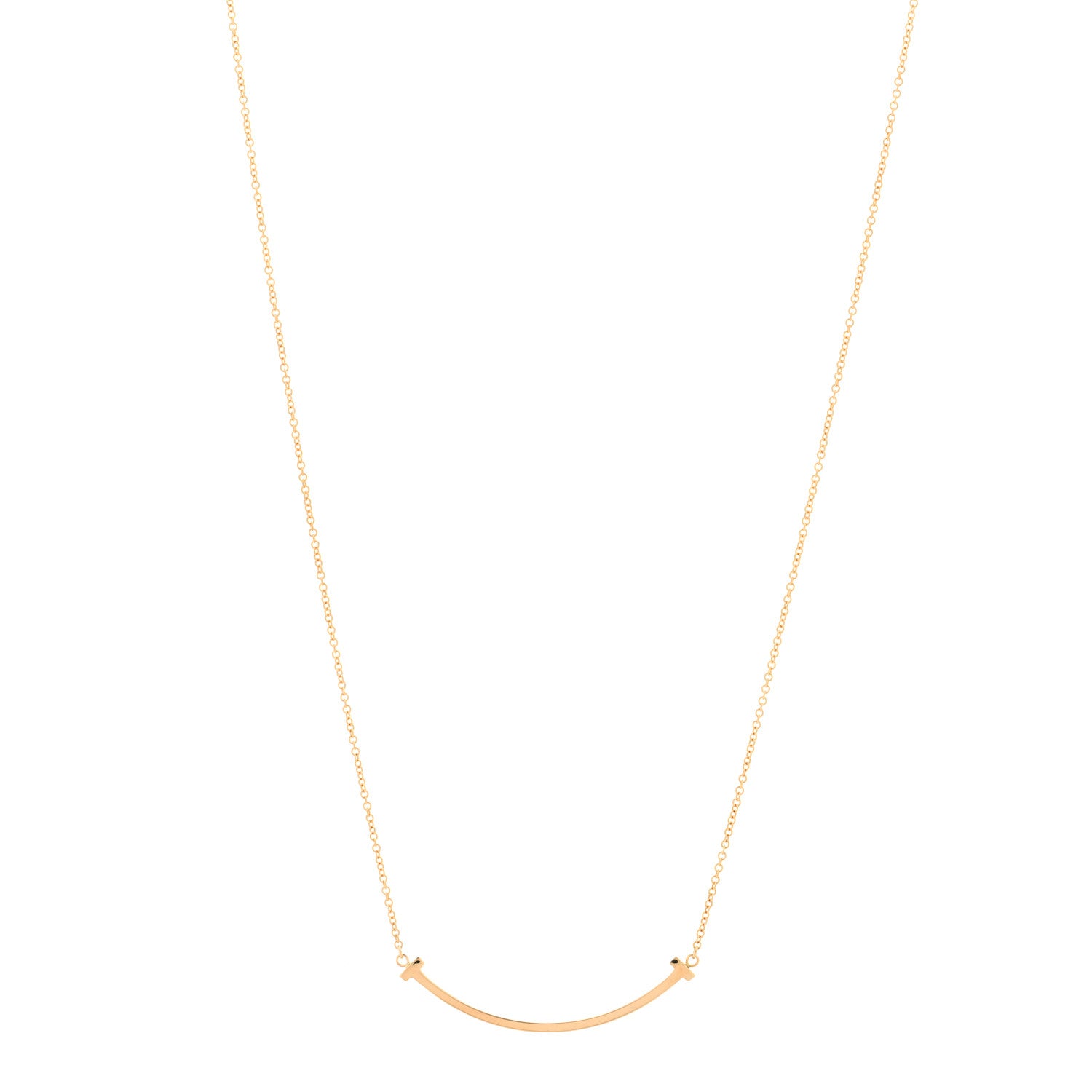 Tiffany 18K Rose Gold Small T Smile Pendant Necklace 1 of 3