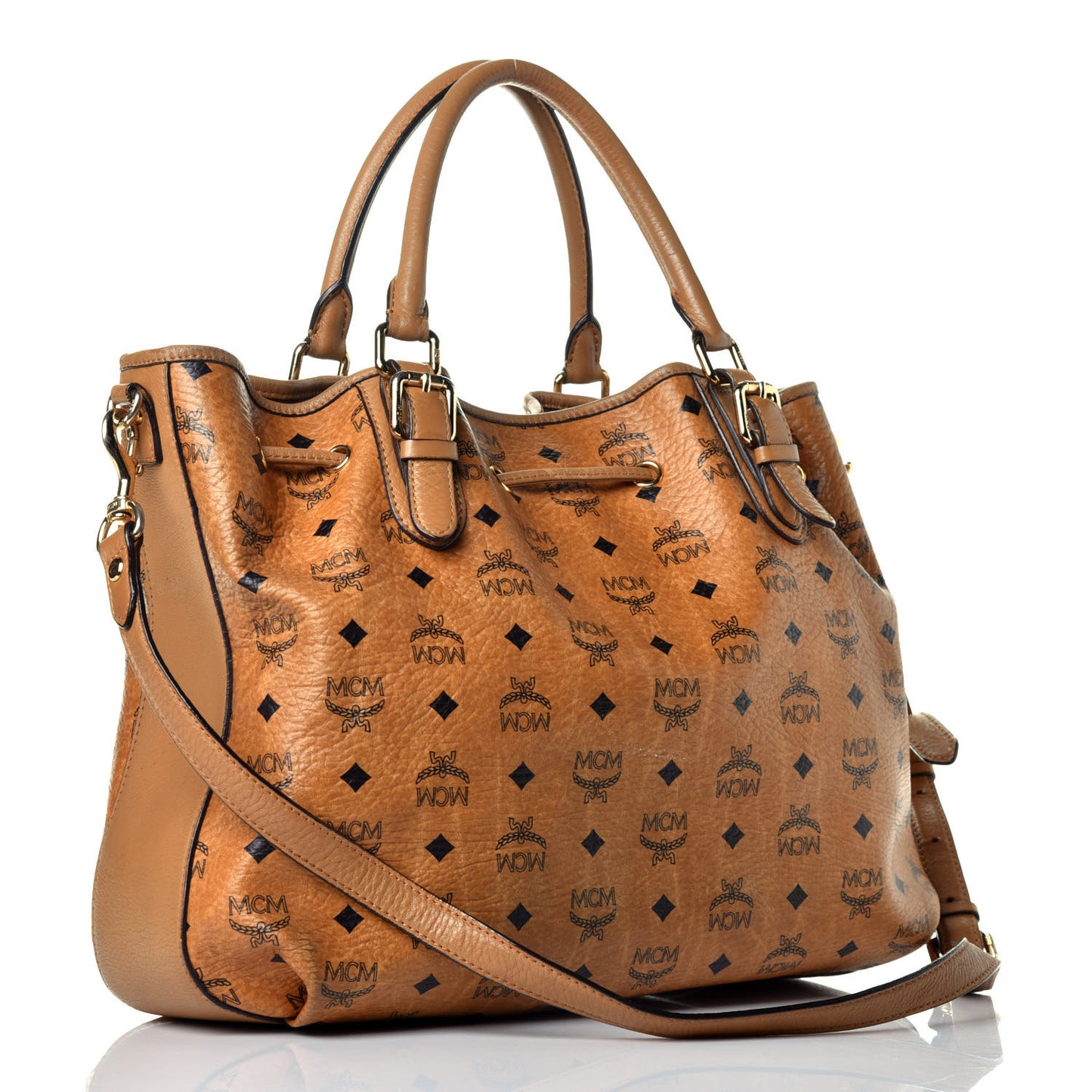 Visetos Medium Drawstring Shopper Cognac