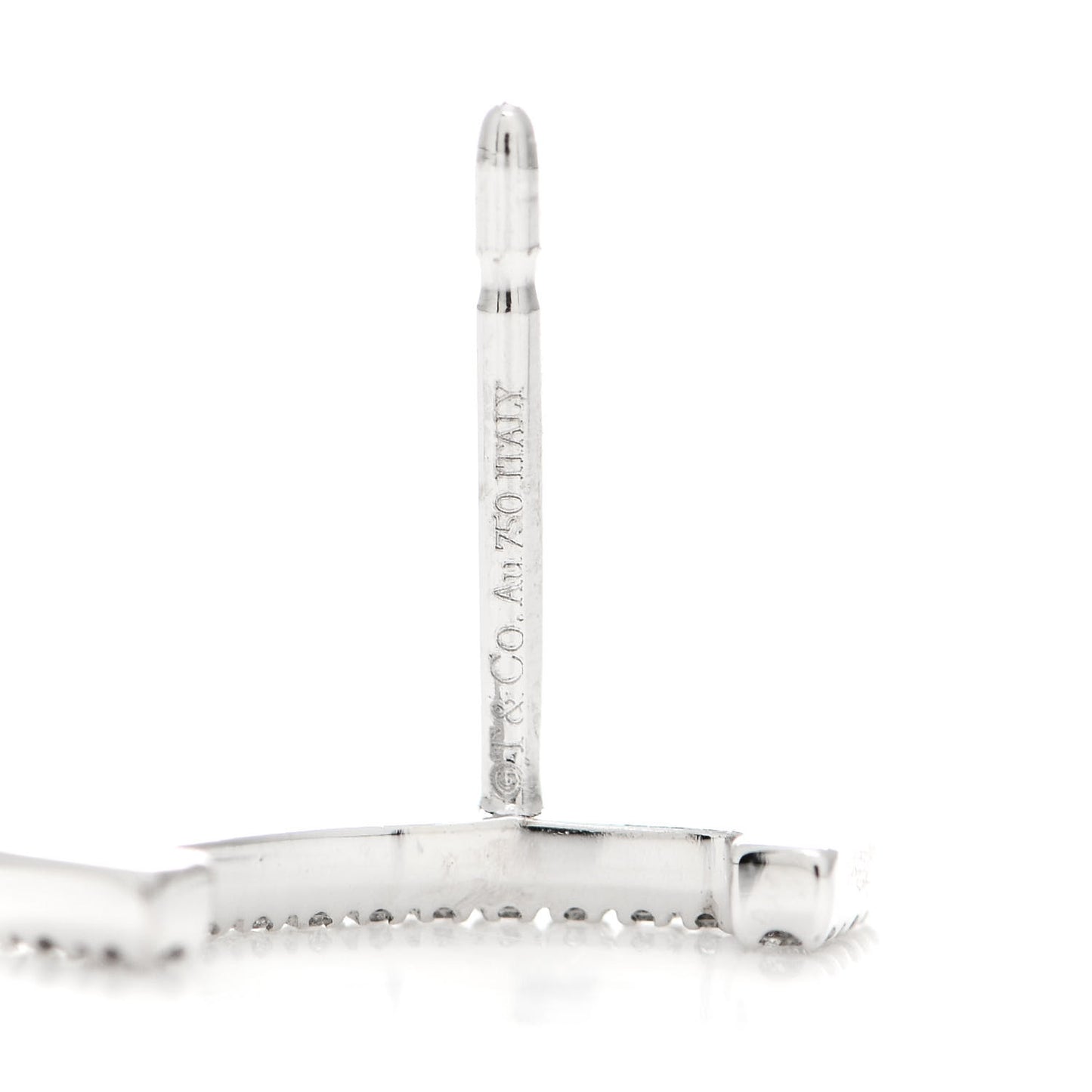 18K White Gold Diamond T Smile Earrings