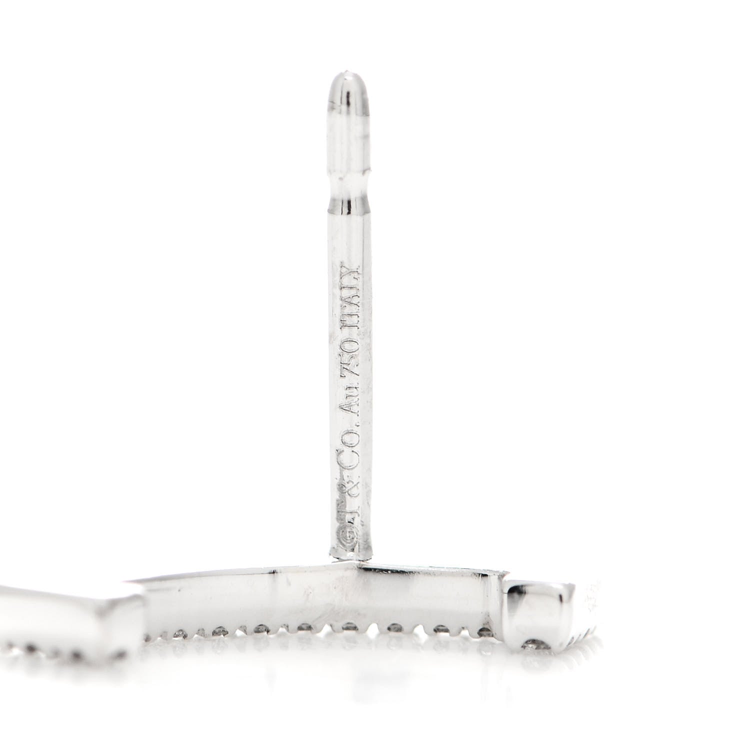 Tiffany 18K White Gold Diamond T Smile Earrings 4 of 5