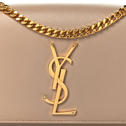 Saint Laurent Grain De Poudre Medium Monogram Kate Satchel Dark Beige 6 of 8