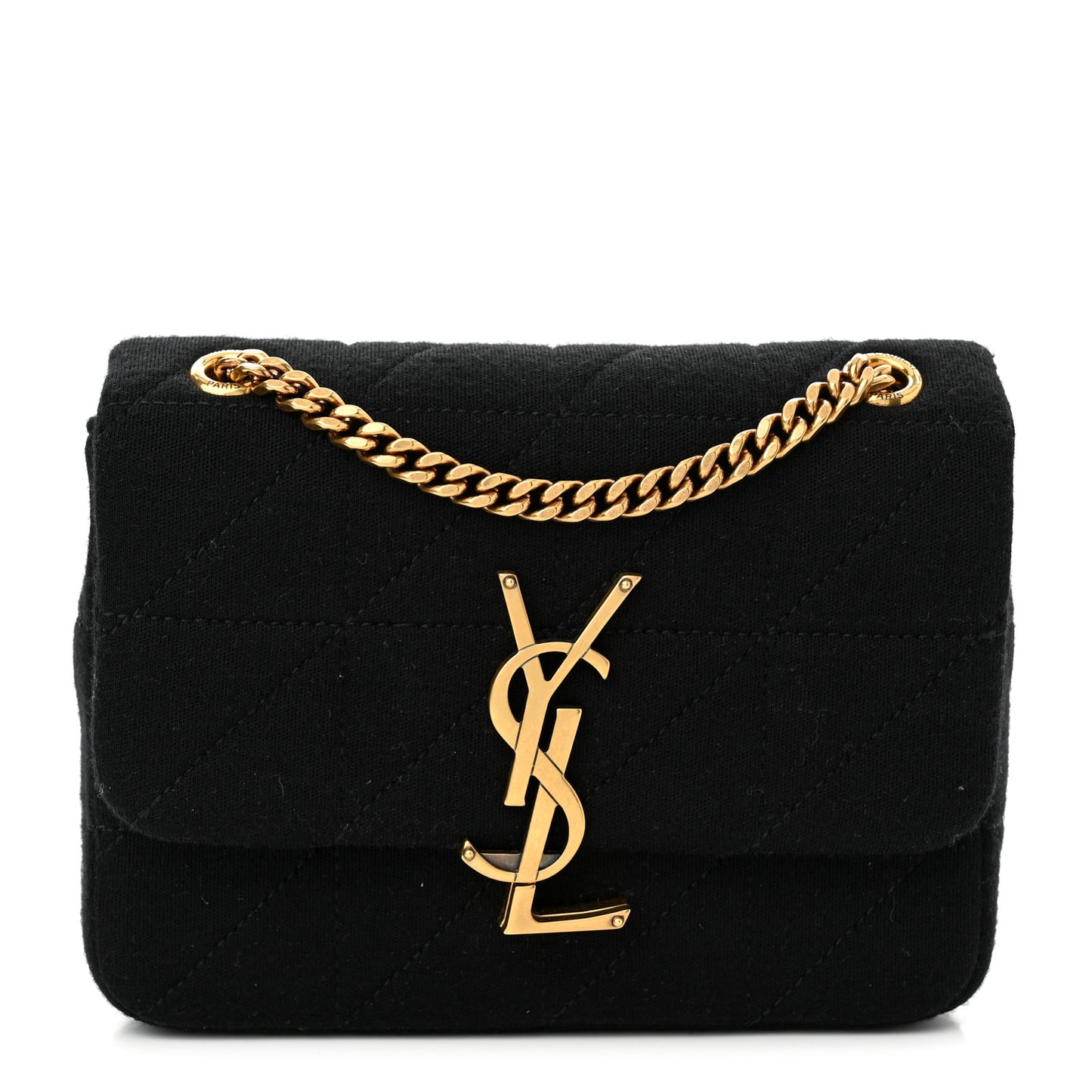 Jersey Wool Patchwork Monogram Medium Jamie Baguette Black