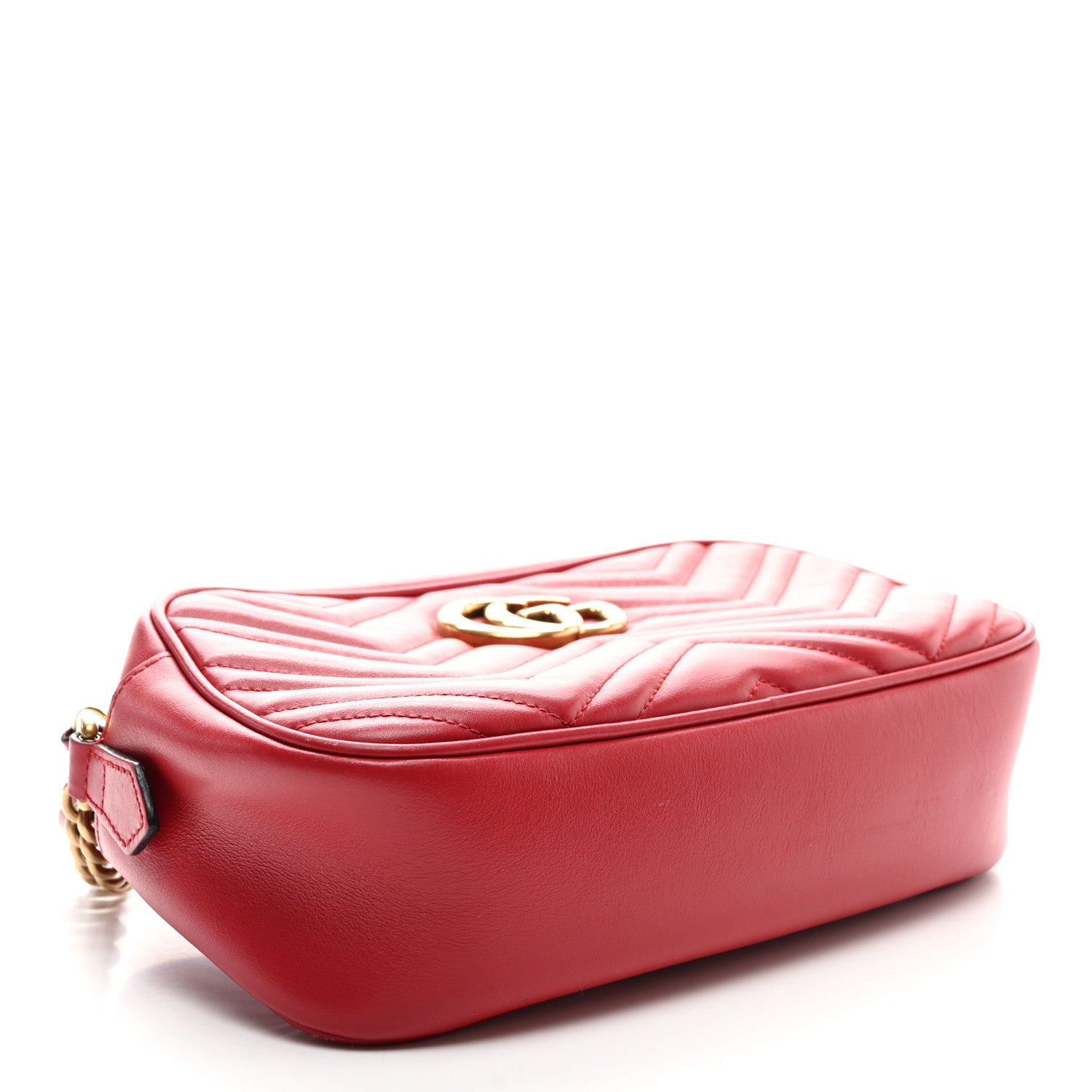 Gucci Calfskin Matelasse Small GG Marmont Chain Shoulder Bag Hibiscus Red 4 of 10