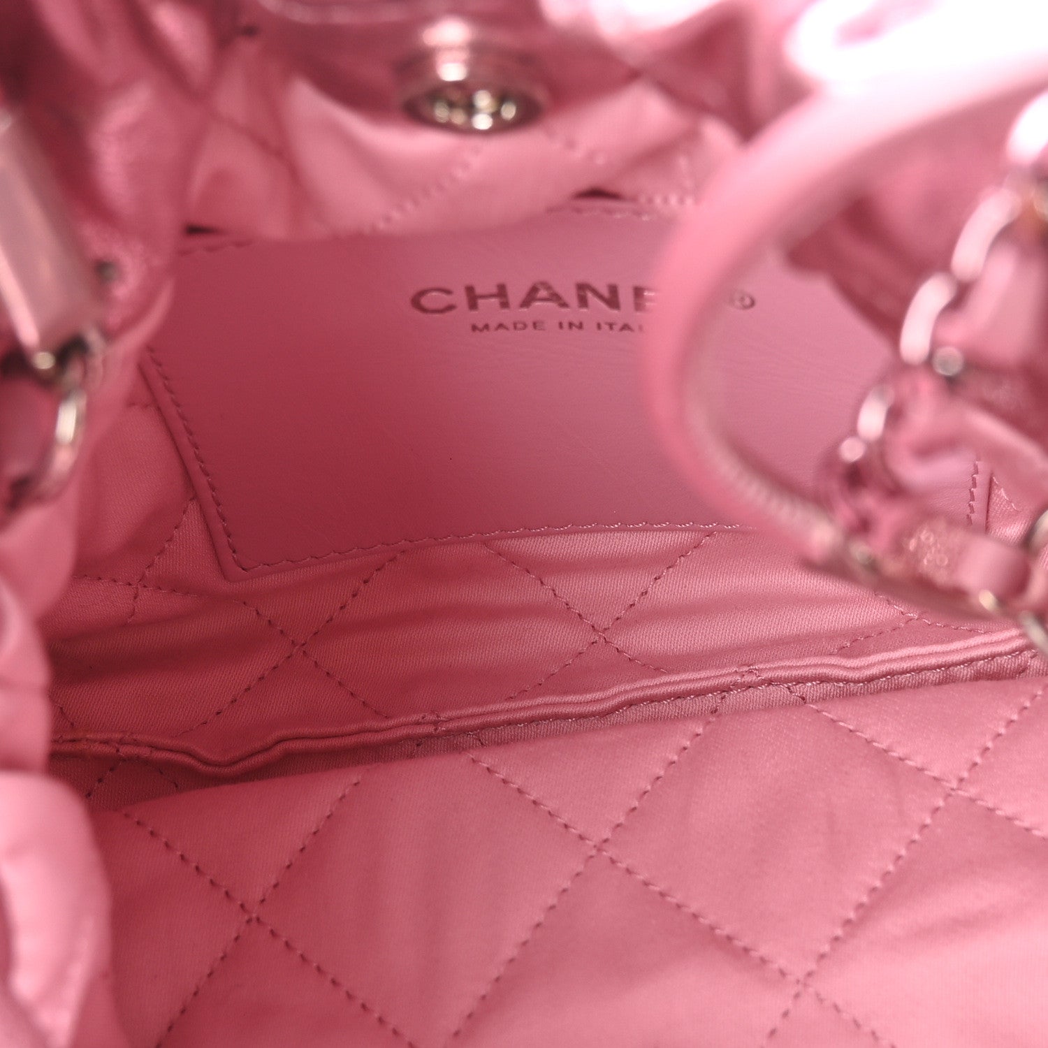 Chanel Metallic Lambskin Lacquered Monochrome Quilted Mini Chanel 22 Pink 5 of 10