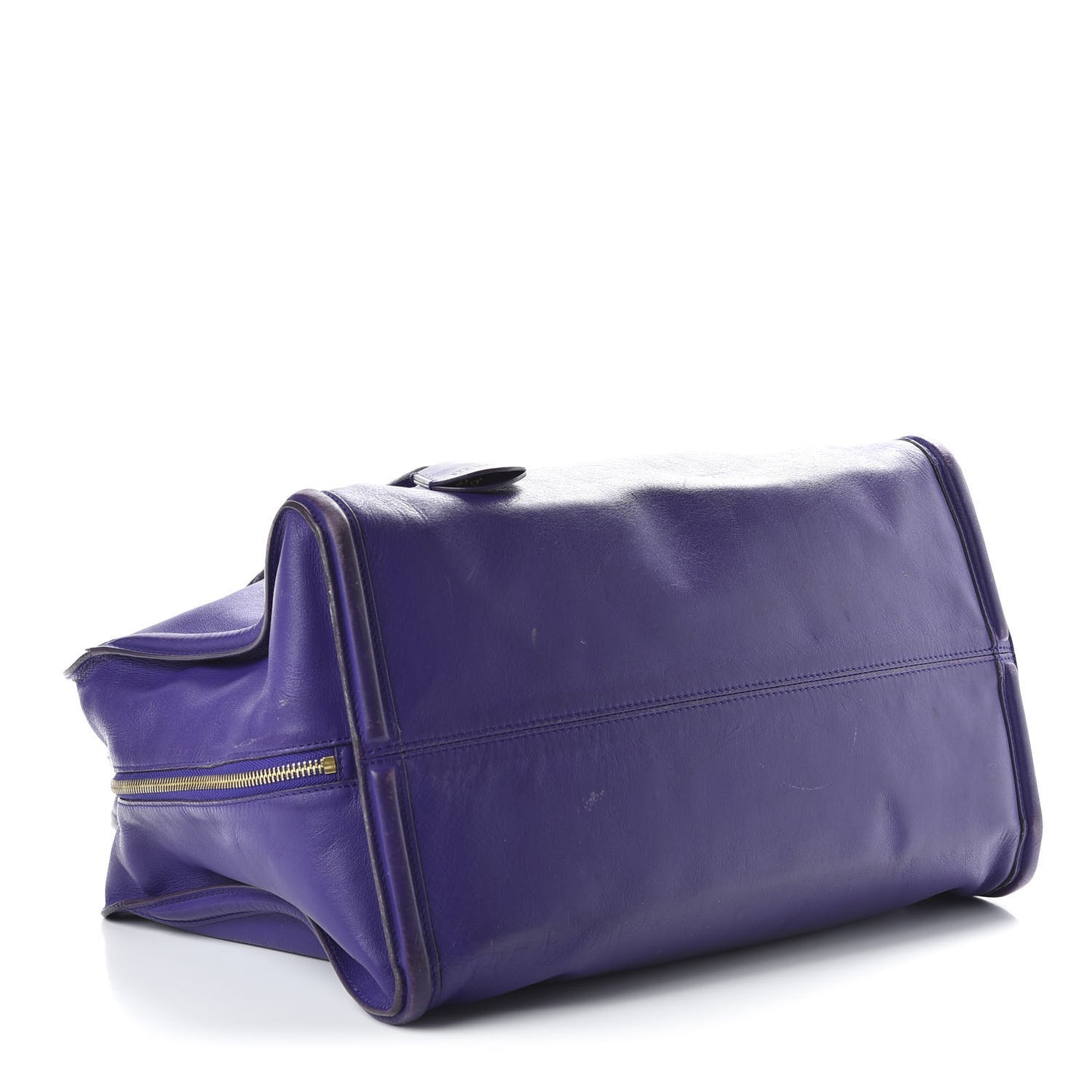 Calfskin Large Skull Padlock Zip Around Tote Purple