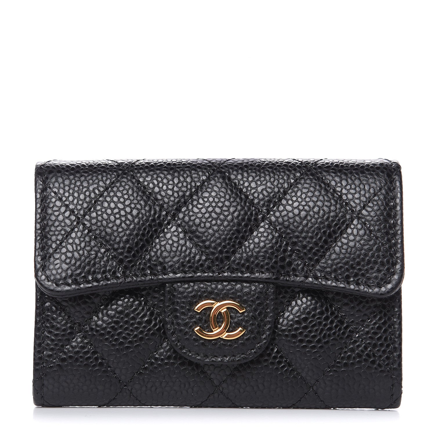 Chanel Caviar Quilted Flap Card Holder Wallet Black 1 of 9