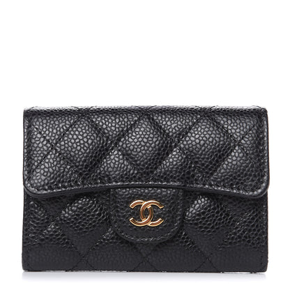 Chanel Caviar Quilted Flap Card Holder Wallet Black 1 of 9