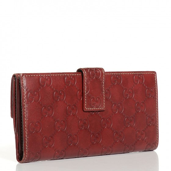 Gucci Guccissima Margaux Calfskin Metal Bar Continental Flap Wallet Dark Red 3 of 14