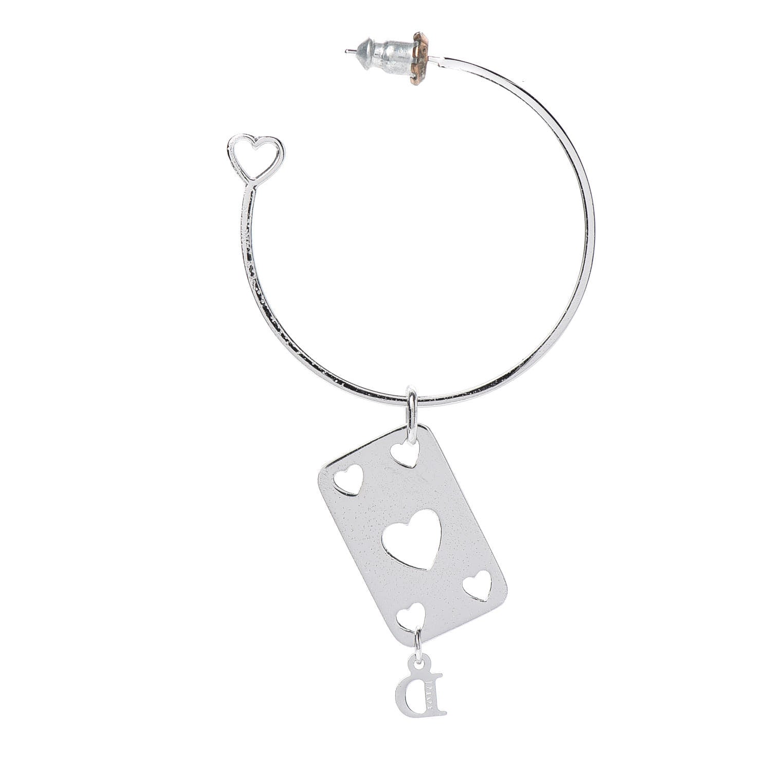 Christian Dior Heart Tag Hoop Earrings Silver 3 of 4