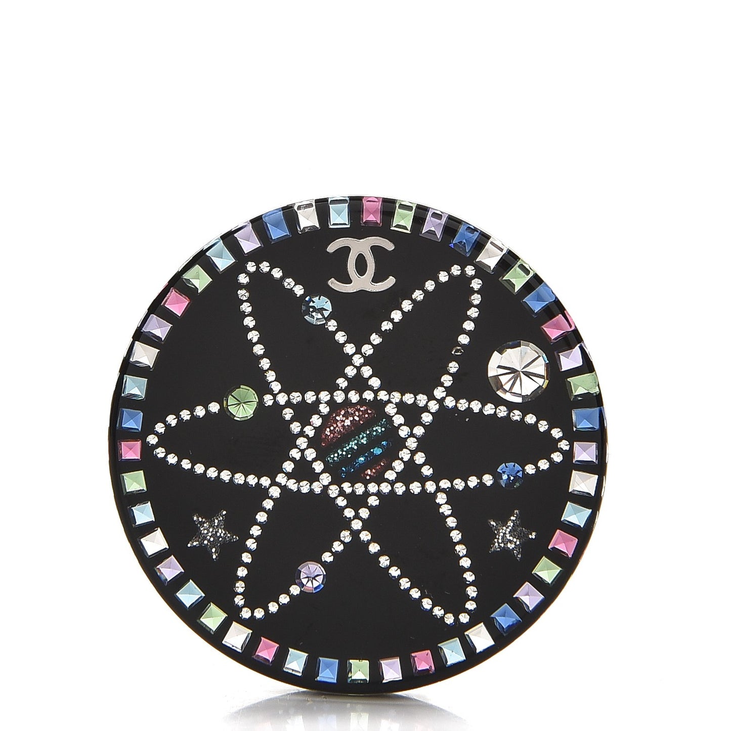 Glittered Resin Strass Brooch Black Pink