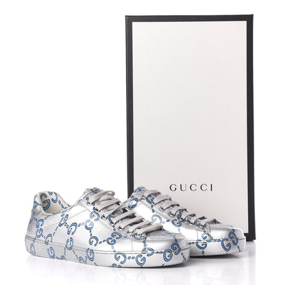 Gucci Miro Rubber Wax GucciGhost Print Mens New Ace Sneakers 7 Silver 9 of 9