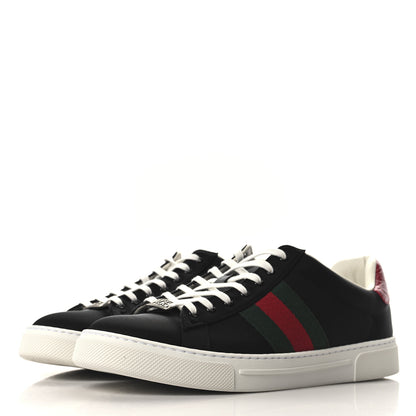 Gucci Econyl Nylon Diva Crocodile Web Mens Ace Sneakers 9 Black 4 of 9