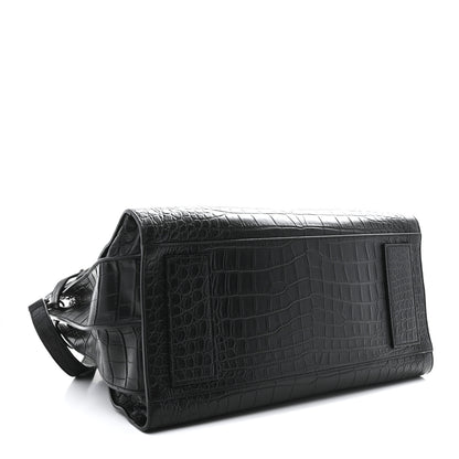 Saint Laurent Calfskin Crocodile Embossed Large Souple Sac De Jour Black 5 of 10