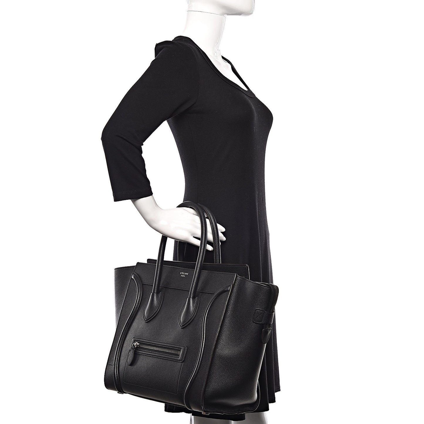Drummed Calfskin Mini Luggage Black
